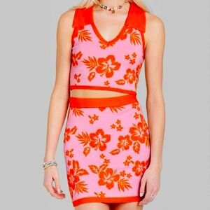 Wild Fable Orange and Pink Knit Sweater and skirt